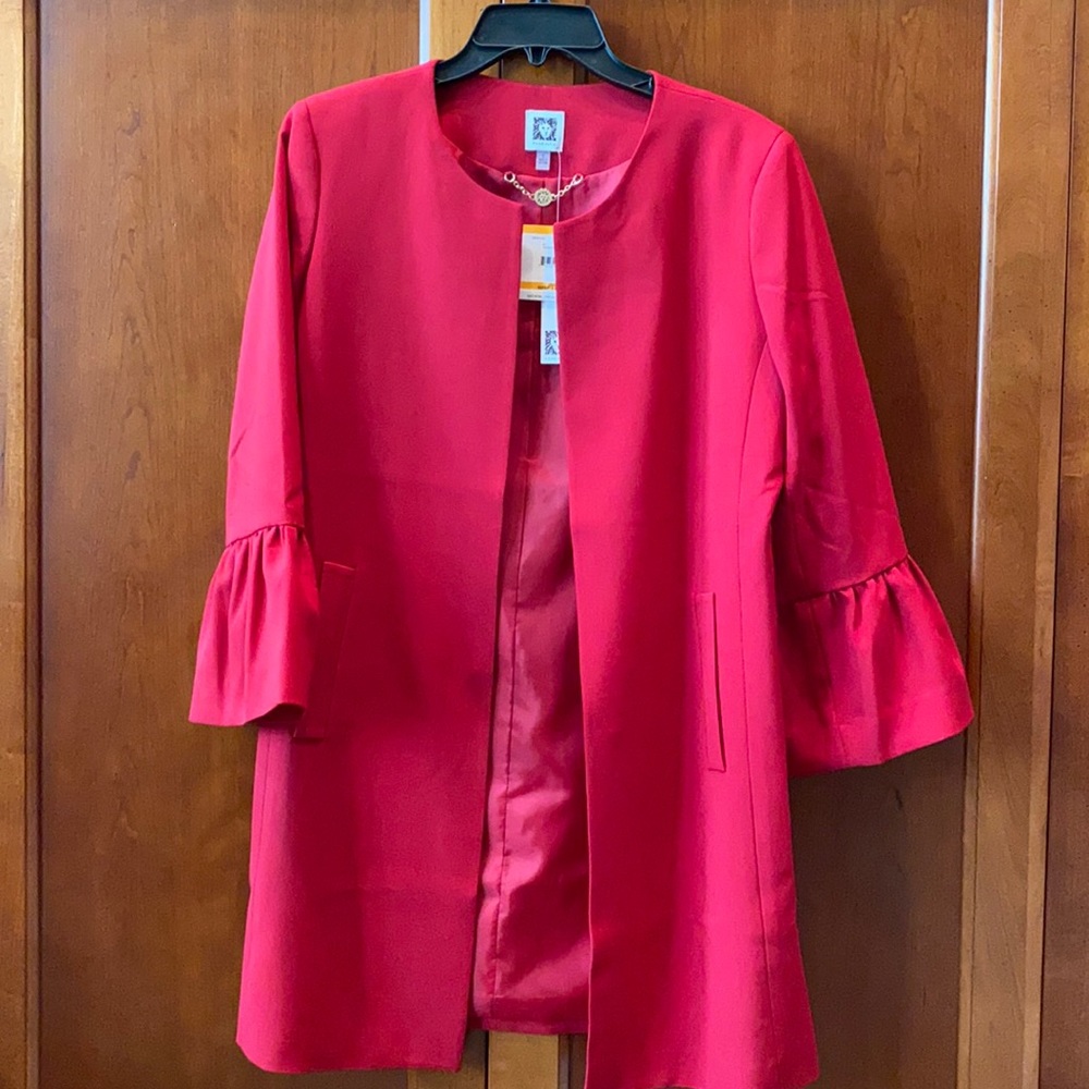 Anne Klein Long Blazer Jacket Fire Red
